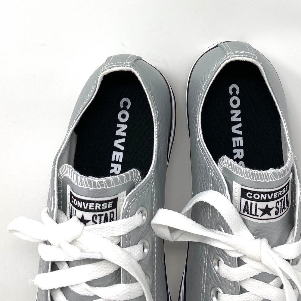🌿Sale🌿 Converse Womens CTAS OX Pure Silver Synthetic Leather AUTHENTIC 170989C - Picture 7 of 10